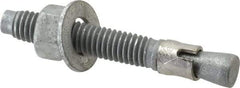 Made in USA - 3/8" Diam, 3/8" Drill, 2-3/4" OAL, 2-7/8" Min Embedment Wedge Expansion Concrete Anchor - Grade 5 Steel, Galvanized Finish, Hex Nut Head, Hex Drive, 1-5/8" Thread Length - Exact Tool & Supply