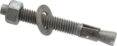 Made in USA - 3/8" Diam, 3/8" Drill, 3" OAL, 3-3/8" Min Embedment Wedge Expansion Concrete Anchor - Grade 5 Steel, Galvanized Finish, Hex Nut Head, Hex Drive, 1-7/8" Thread Length - Exact Tool & Supply