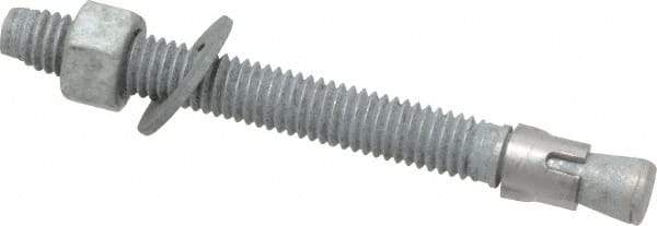 Made in USA - 3/8" Diam, 3/8" Drill, 3-3/4" OAL, 3-3/8" Min Embedment Wedge Expansion Concrete Anchor - Grade 5 Steel, Galvanized Finish, Hex Nut Head, Hex Drive, 2-5/8" Thread Length - Exact Tool & Supply