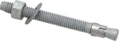 Made in USA - 3/8" Diam, 3/8" Drill, 3-3/4" OAL, 3-3/8" Min Embedment Wedge Expansion Concrete Anchor - Grade 5 Steel, Galvanized Finish, Hex Nut Head, Hex Drive, 2-5/8" Thread Length - Exact Tool & Supply