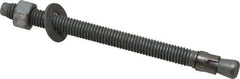 Made in USA - 3/8" Diam, 3/8" Drill, 5" OAL, 3-3/8" Min Embedment Wedge Expansion Concrete Anchor - Grade 5 Steel, Galvanized Finish, Hex Nut Head, Hex Drive, 4" Thread Length - Exact Tool & Supply