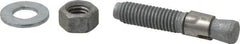 Made in USA - 1/2" Diam, 1/2" Drill, 2-3/4" OAL, 3-3/8" Min Embedment Wedge Expansion Concrete Anchor - Grade 5 Steel, Galvanized Finish, Hex Nut Head, Hex Drive, 1-1/2" Thread Length - Exact Tool & Supply