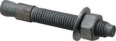 Made in USA - 1/2" Diam, 1/2" Drill, 3-3/4" OAL, 4-5/8" Min Embedment Wedge Expansion Concrete Anchor - Grade 5 Steel, Galvanized Finish, Hex Nut Head, Hex Drive, 2-1/2" Thread Length - Exact Tool & Supply
