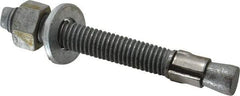 Made in USA - 1/2" Diam, 1/2" Drill, 4-1/4" OAL, 4-5/8" Min Embedment Wedge Expansion Concrete Anchor - Grade 5 Steel, Galvanized Finish, Hex Nut Head, Hex Drive, 3" Thread Length - Exact Tool & Supply
