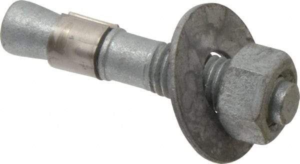 Made in USA - 5/8" Diam, 5/8" Drill, 3-1/2" OAL, Wedge Expansion Concrete Anchor - Grade 5 Steel, Galvanized Finish, Hex Nut Head, Hex Drive, 1-5/8" Thread Length - Exact Tool & Supply
