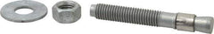 Made in USA - 5/8" Diam, 5/8" Drill, 4-1/2" OAL, Wedge Expansion Concrete Anchor - Grade 5 Steel, Galvanized Finish, Hex Nut Head, Hex Drive, 2-5/8" Thread Length - Exact Tool & Supply