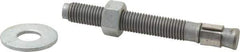 Made in USA - 3/4" Diam, 3/4" Drill, 6-1/4" OAL, 2-1/2" Min Embedment Wedge Expansion Concrete Anchor - Grade 5 Steel, Galvanized Finish, Hex Nut Head, Hex Drive, 4-1/4" Thread Length - Exact Tool & Supply