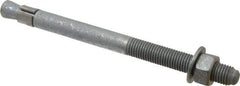 Made in USA - 3/4" Diam, 3/4" Drill, 10" OAL, 1-1/2" Min Embedment Wedge Expansion Concrete Anchor - Grade 5 Steel, Galvanized Finish, Hex Nut Head, Hex Drive, 4" Thread Length - Exact Tool & Supply