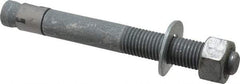Made in USA - 1" Diam, 1" Drill, 9" OAL, 1-1/8" Min Embedment Wedge Expansion Concrete Anchor - Grade 5 Steel, Galvanized Finish, Hex Nut Head, Hex Drive, 4" Thread Length - Exact Tool & Supply