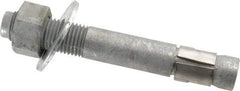 Made in USA - 1-1/4" Diam, 1-1/4" Drill, 9" OAL, Wedge Expansion Concrete Anchor - Grade 5 Steel, Galvanized Finish, Hex Nut Head, Hex Drive, 3-1/4" Thread Length - Exact Tool & Supply