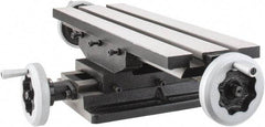 Interstate - 6" Table Width x 19 Table Length, 7-1/2" Cross Travel x 11" Longitudinal Travel, Slide Machining Table - 5" Overall Height, Two 9/16" Longitudinal T Slots, 10-1/2" Base Length x 8" Base Width - Exact Tool & Supply