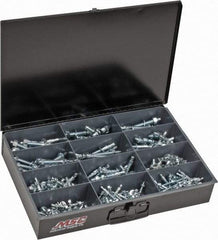 Value Collection - 290 Piece, 1/4 to 1/2" Screw, Steel Anchor Assortment - Zinc Plated, 1-3/4 to 5-1/2" Long - Exact Tool & Supply