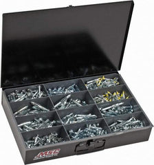 Value Collection - 684 Piece, 1/8 to 1/4" Screw, Steel Anchor Assortment - Zinc Plated - Exact Tool & Supply