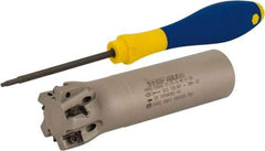 Iscar - 1-1/4" Cut Diam, 0.315" Max Depth of Cut, 1" Shank Diam, 4" OAL, Indexable Square Shoulder Helical End Mill - H490 AN.X 09 Inserts, Weldon Shank, 90° Lead Angle, Through Coolant, Series Helido - Exact Tool & Supply