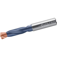 Walter-Titex - 9.2mm 140° Spiral Flute Solid Carbide Screw Machine Drill Bit - Double Coating Finish, Right Hand Cut, 47mm Flute Length, 89mm OAL, X-treme Plus Point, Straight Shank, Through Coolant - Exact Tool & Supply