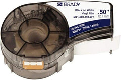 Brady - 1/2" Wide, White Vinyl Labels - For BMP21 Plus Portable Label Printer, LABPAL Handheld Label Maker, IDPAL Handheld Label Maker - Exact Tool & Supply