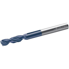 Walter-Titex - 10.2mm 150° Spiral Flute Solid Carbide Screw Machine Drill Bit - Tinal Finish, Right Hand Cut, 55mm Flute Length, 118mm OAL, Form V+A Point, Straight Shank, Through Coolant - Exact Tool & Supply