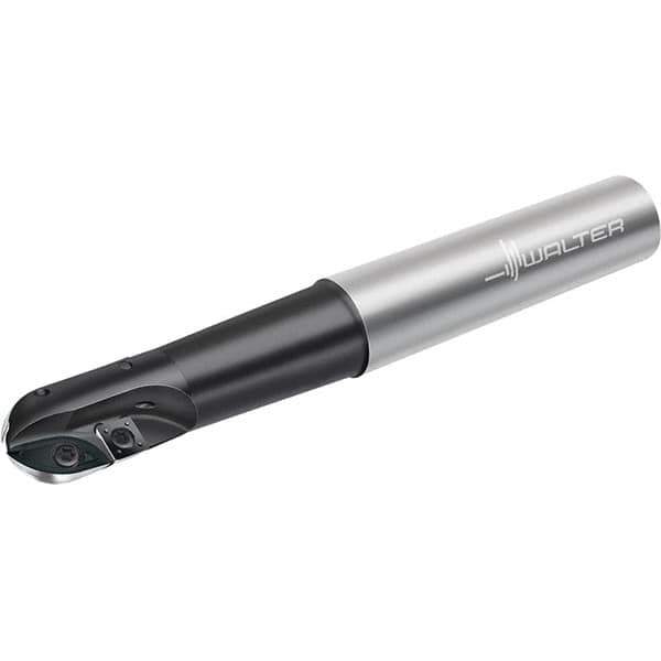 Walter - 20mm Cut Diam, 28mm Max Depth of Cut, 25mm Shank Diam, 150mm OAL, Indexable Ball Nose End Mill - 25,300 Max RPM - Exact Tool & Supply