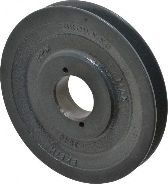 Browning - 1 Groove, 3/8 to 1-1/2 Bore Diam, 6.45" Outside Diam, QD Bushed V Belt Sheave - 5.7 A Diam Belt Pitch - Exact Tool & Supply