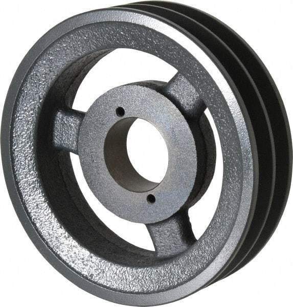 Browning - 2 Groove, 3/8 to 1-1/2 Bore Diam, 6.45" Outside Diam, QD Bushed V Belt Sheave - 5.7 A Diam Belt Pitch - Exact Tool & Supply
