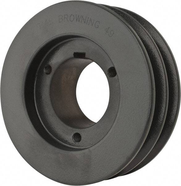 Browning - 2 Groove, 1/2 to 1-3/4 Bore Diam, 4.95" Outside Diam, QD Bushed V Belt Sheave - 4.2 A Diam Belt Pitch - Exact Tool & Supply