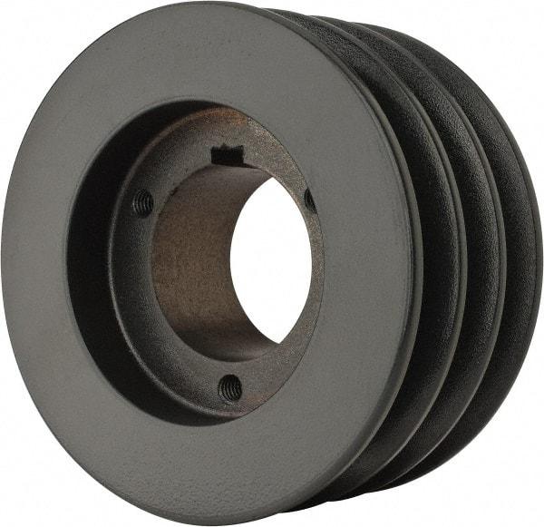 Browning - 3 Groove, 1/2 to 1-3/4 Bore Diam, 4.95" Outside Diam, QD Bushed V Belt Sheave - 4.2 A Diam Belt Pitch - Exact Tool & Supply