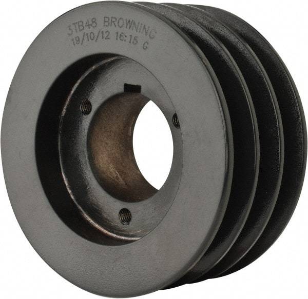 Browning - 3 Groove, 1/2 to 1-3/4 Bore Diam, 5.15" Outside Diam, QD Bushed V Belt Sheave - 4.4 A Diam Belt Pitch - Exact Tool & Supply