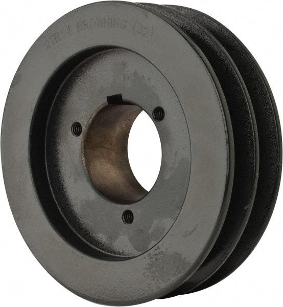Browning - 2 Groove, 1/2 to 1-1/2 Bore Diam, 5-3/4" Outside Diam, QD Bushed V Belt Sheave - 5.0 A Diam Belt Pitch - Exact Tool & Supply