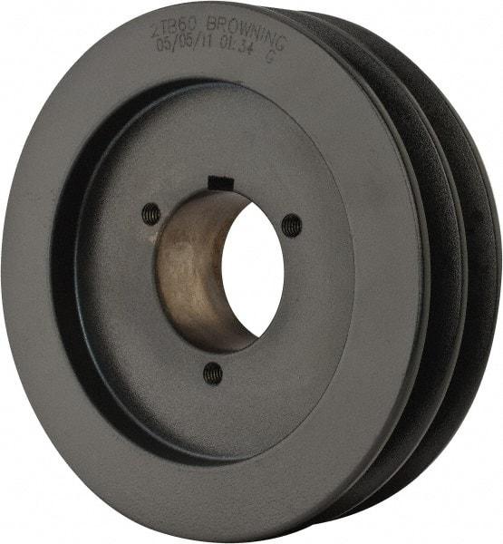 Browning - 2 Groove, 1/2 to 1-3/4 Bore Diam, 6.35" Outside Diam, QD Bushed V Belt Sheave - 5.6 A Diam Belt Pitch - Exact Tool & Supply