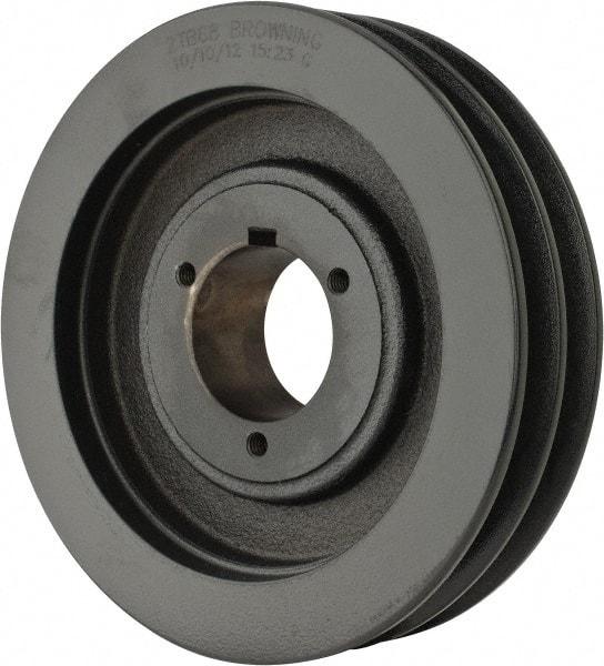Browning - 2 Groove, 1/2 to 1-3/4 Bore Diam, 7.15" Outside Diam, QD Bushed V Belt Sheave - 6.4 A Diam Belt Pitch - Exact Tool & Supply