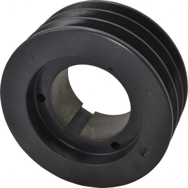 Browning - 3 Groove, 3/4 to 2-11/16 Bore Diam, 5-3/4" Outside Diam, QD Bushed V Belt Sheave - 5.0 A Diam Belt Pitch - Exact Tool & Supply