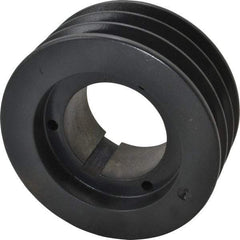 Browning - 3 Groove, 3/4 to 2-11/16 Bore Diam, 5-3/4" Outside Diam, QD Bushed V Belt Sheave - 5.0 A Diam Belt Pitch - Exact Tool & Supply
