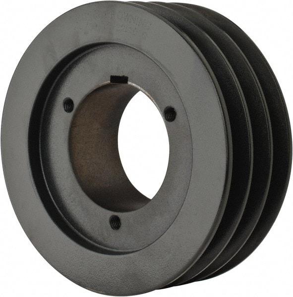 Browning - 3 Groove, 3/4 to 2-11/16 Bore Diam, 6.55" Outside Diam, QD Bushed V Belt Sheave - 5.8 A Diam Belt Pitch - Exact Tool & Supply