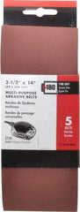 Porter-Cable - 2-1/2" Wide x 14" OAL, 180 Grit, Aluminum Oxide Abrasive Belt - Aluminum Oxide, Fine, Coated, X Weighted Cloth Backing - Exact Tool & Supply