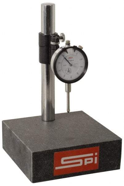 SPI - 0.001" Graduation, 0-100 Dial Reading, Indicator & Base Kit - 6" Base Length x 6" Base Width x 2" Base Height, 2" Dial Diam - Exact Tool & Supply