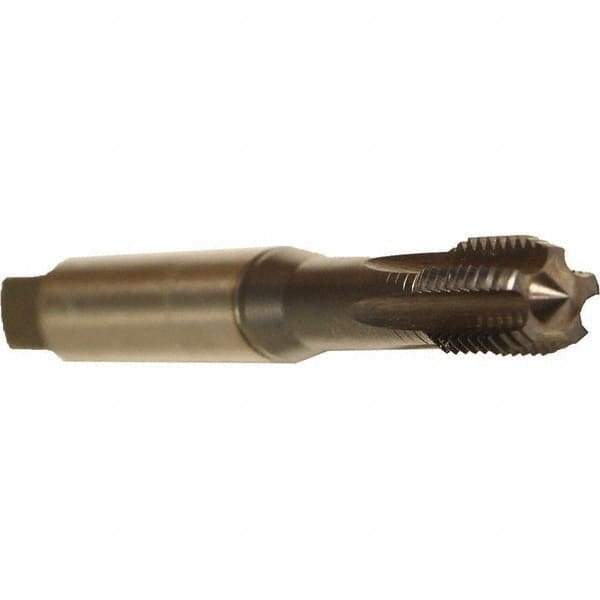 Emuge - M10x1.00 Metric Fine 6HX 5 Flute TiCN Finish Solid Carbide Straight Flute Machine Tap - Modified Bottoming, Right Hand Thread, 100mm OAL, 18mm Thread Length, Oversize - Exact Tool & Supply