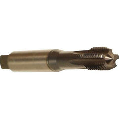 Emuge - M10x1.00 Metric Fine 6HX 5 Flute TiCN Finish Solid Carbide Straight Flute Machine Tap - Modified Bottoming, Right Hand Thread, 100mm OAL, 18mm Thread Length, Oversize - Exact Tool & Supply