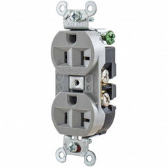Hubbell Wiring Device-Kellems - 125V 20A NEMA 5-20R Industrial Grade Gray Straight Blade Duplex Receptacle - Exact Tool & Supply