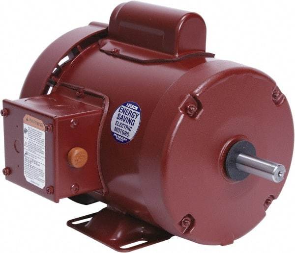 Leeson - 1/2 Max hp, 1,800 Max RPM, Electric AC DC Motor - 115/208-230 V Input, Single Phase, 56 Frame, Rigid Base Mount, TEFC Enclosure - Exact Tool & Supply