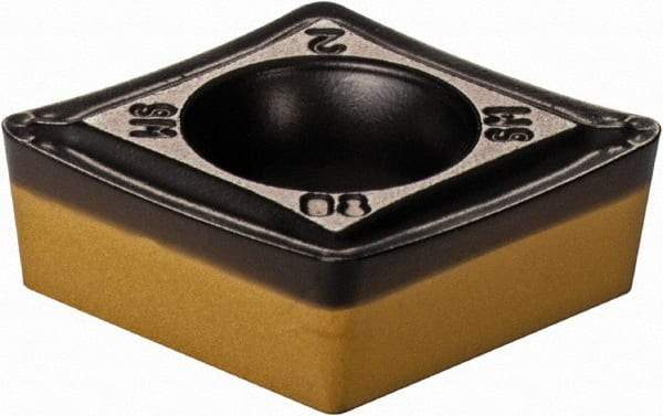 Iscar - CCMT3-2 SM Grade IC8250 Carbide Turning Insert - TiCN/Al2O3/TiN Finish, 80° Diamond, 3/8" Inscr Circle, 5/32" Thick, 1/32" Corner Radius - Exact Tool & Supply