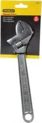 Stanley - 1-1/4" Jaw Capacity, 10" Standard Adjustable Wrench - Chrome Vanadium Steel, Chrome Finish, 10-1/8" OAL - Exact Tool & Supply