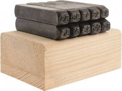 Made in USA - 10 Piece, 1/4" Character Steel Stamp Set - Double Digit Figures, Double Digits - Exact Tool & Supply