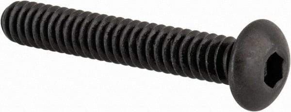 Made in USA - #10-24 UNC Hex Socket Drive, Button Screw - Alloy Steel, Black Oxide Finish, Fully Threaded, 1-1/4" Length Under Head - Exact Tool & Supply