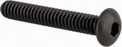 Made in USA - #10-24 UNC Hex Socket Drive, Button Screw - Alloy Steel, Black Oxide Finish, Fully Threaded, 1-1/4" Length Under Head - Exact Tool & Supply