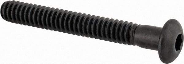 Made in USA - #10-24 UNC Hex Socket Drive, Button Screw - Alloy Steel, Black Oxide Finish, Fully Threaded, 1-1/2" Length Under Head - Exact Tool & Supply