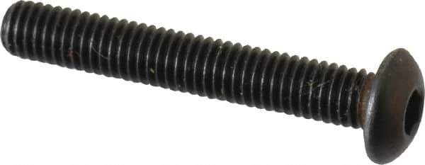 Made in USA - #10-32 UNF Hex Socket Drive, Button Screw - Alloy Steel, Black Oxide Finish, Fully Threaded, 1-1/4" Length Under Head - Exact Tool & Supply