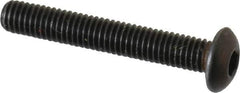 Made in USA - #10-32 UNF Hex Socket Drive, Button Screw - Alloy Steel, Black Oxide Finish, Fully Threaded, 1-1/4" Length Under Head - Exact Tool & Supply