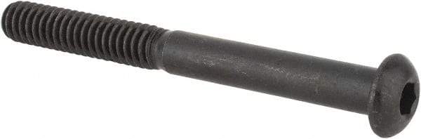 Made in USA - 1/4-20 UNC Hex Socket Drive, Button Screw - Alloy Steel, Black Oxide Finish, Fully Threaded, 2-1/2" Length Under Head - Exact Tool & Supply