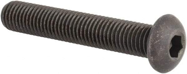 Made in USA - 1/4-28 UNF Hex Socket Drive, Button Screw - Alloy Steel, Black Oxide Finish, Fully Threaded, 1-1/2" Length Under Head - Exact Tool & Supply