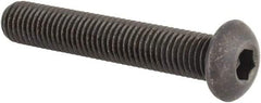 Made in USA - 1/4-28 UNF Hex Socket Drive, Button Screw - Alloy Steel, Black Oxide Finish, Fully Threaded, 1-1/2" Length Under Head - Exact Tool & Supply